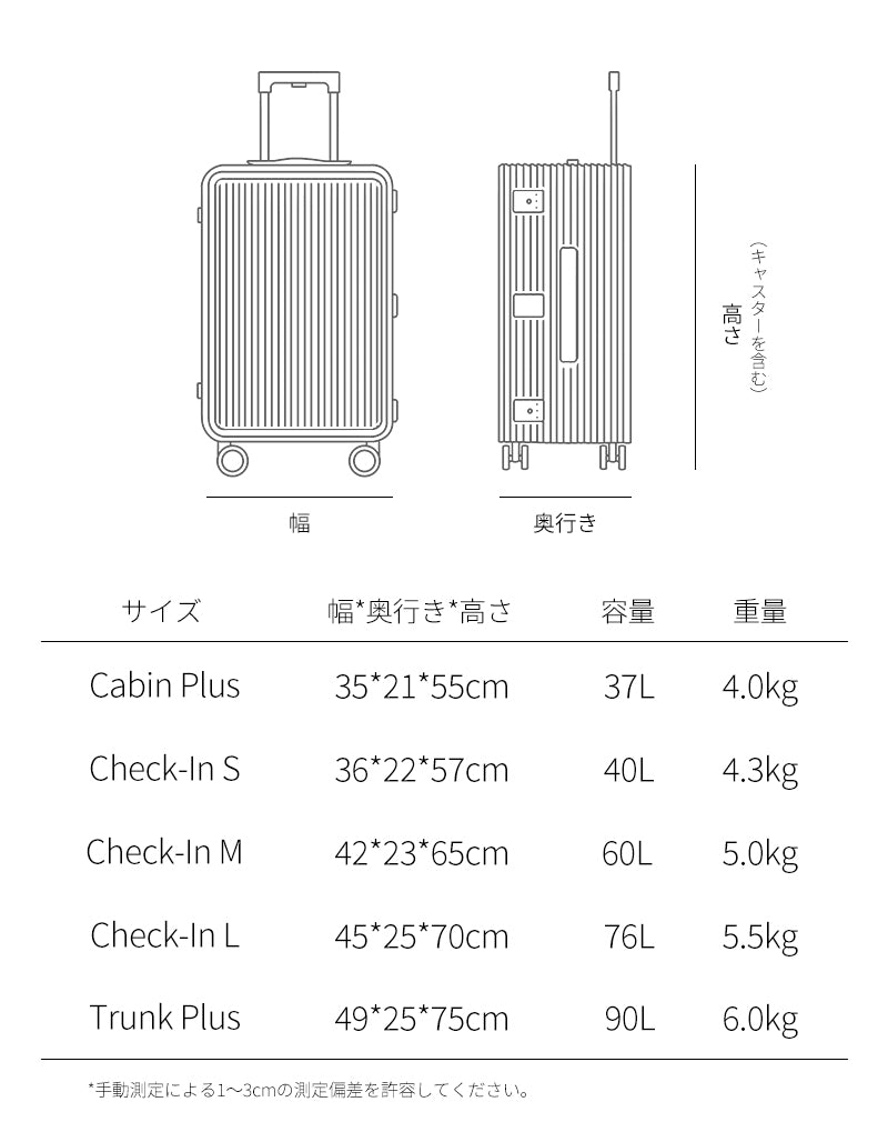 【スーツケース】LDUVIN 商品のサイズ画像  180日間品質保証